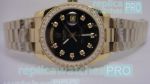 Replica Rolex Day-Date Black Diamond Dial Yellow Gold Watch